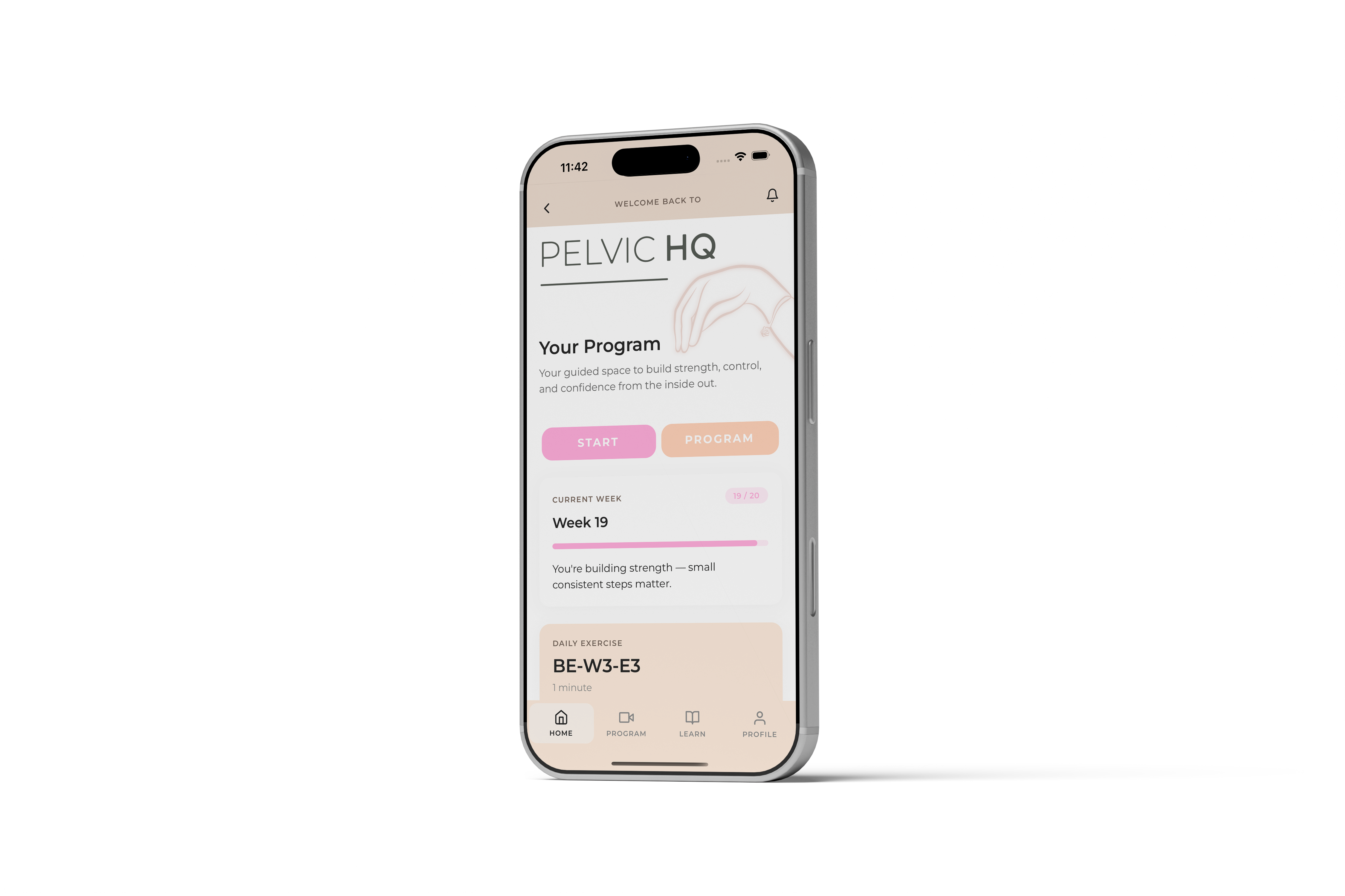 Pelvic HQ app — Your Program home screen